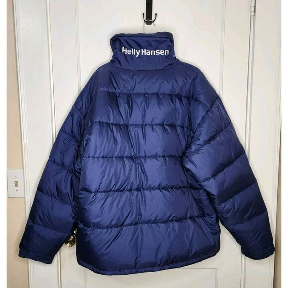 Men's Vintage Helly Hansen Reversible Down Puffer Jacket Size XXL Blue Logo - Picture 7 of 9